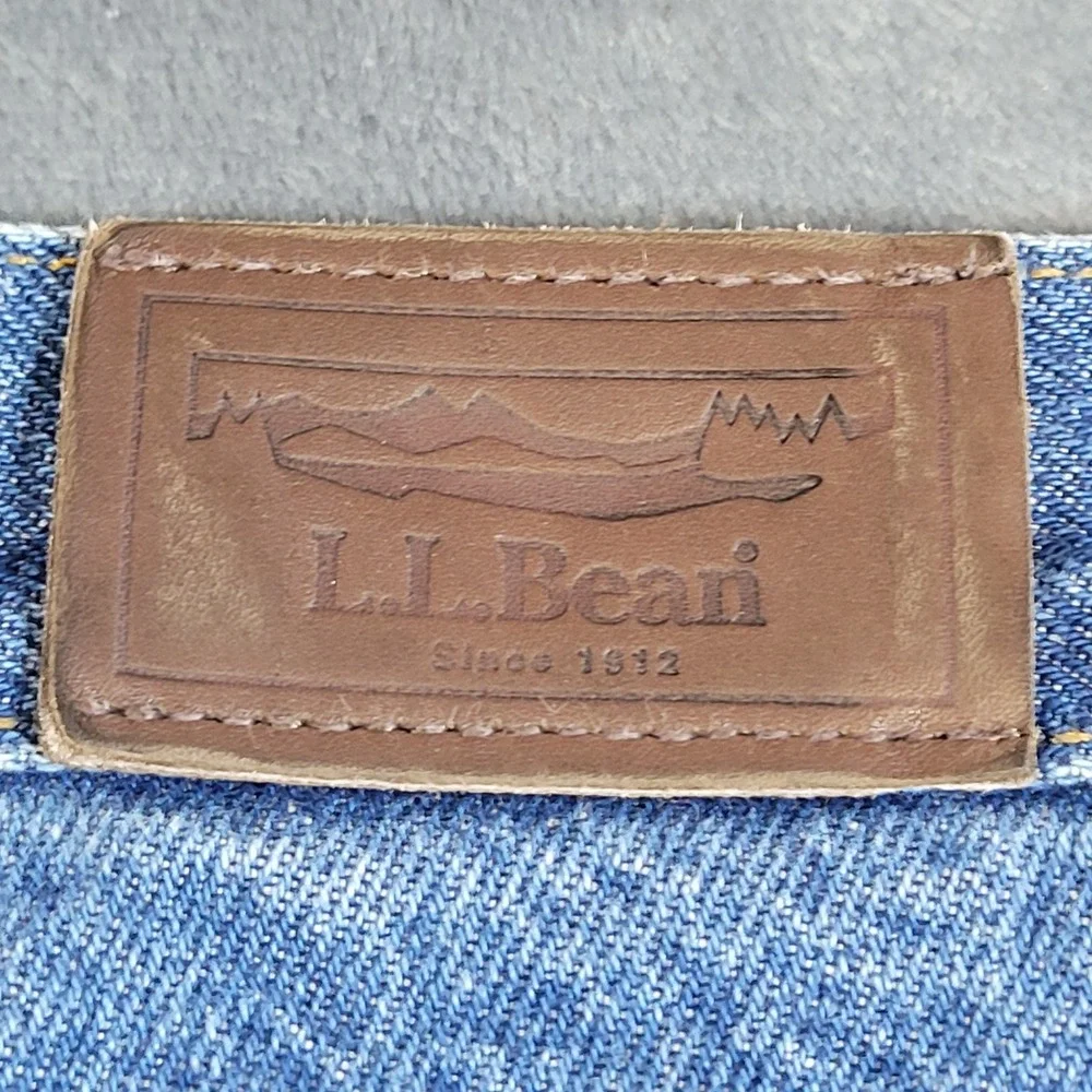 VTG LL Bean Double L Comfort Waist Flannel Lined Jeans Mens 42x32 Blue Denim